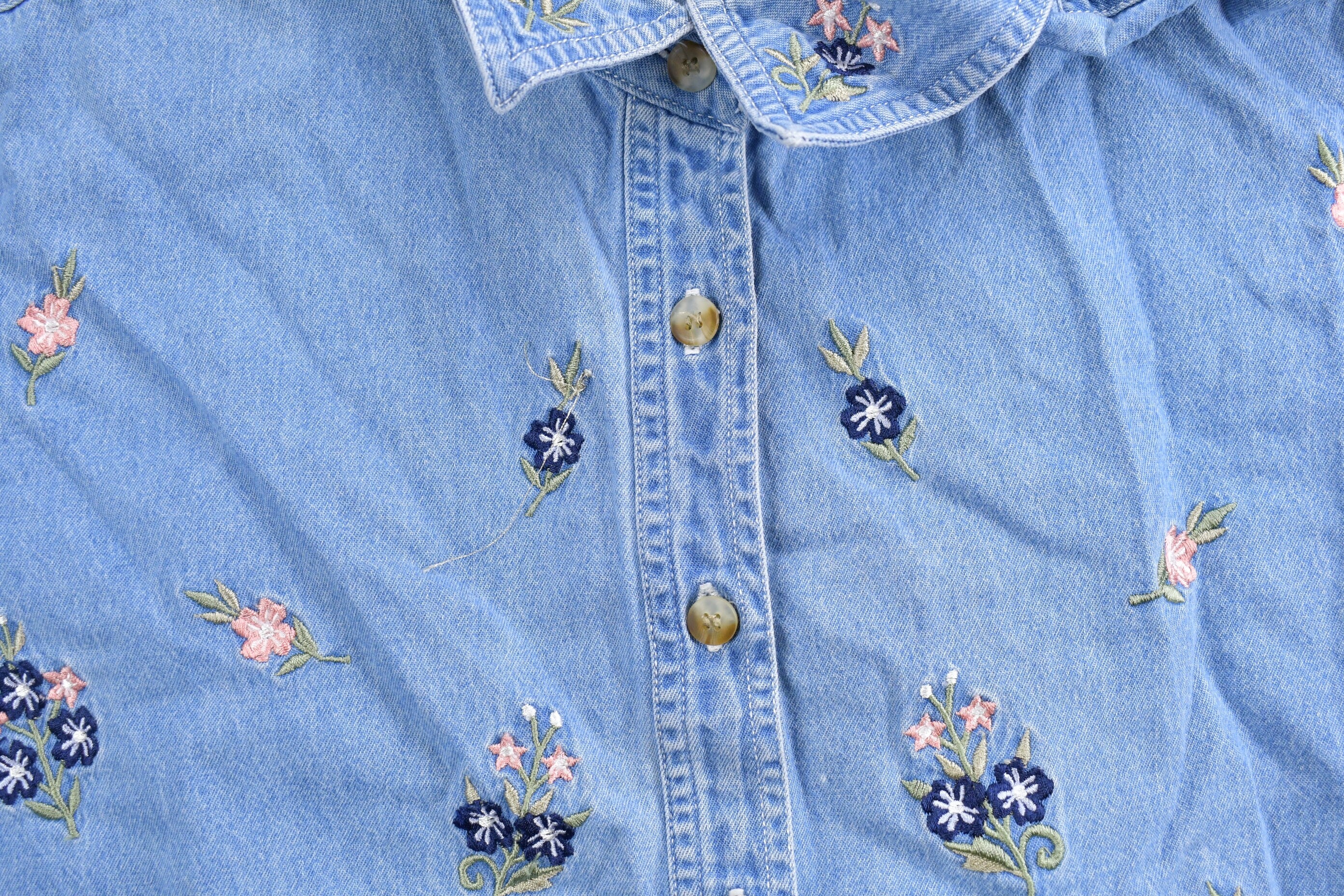 Vintage 1990s Just My Size Denim Embroidered Button Up Shirt