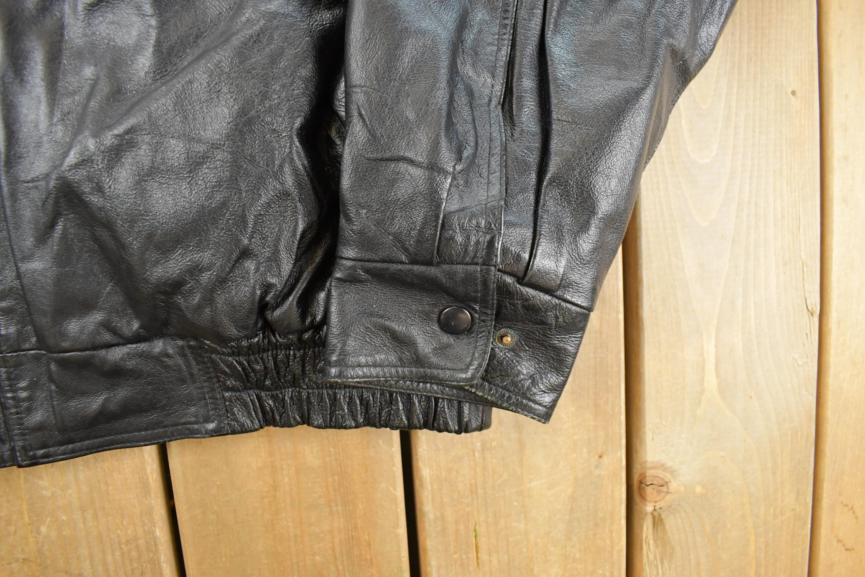 Vintage 1990s CAT Leather Bomber Flight Jacket Men's XL