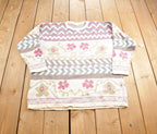Vintage 1980s Cute Flower Knit Crewneck Sweater Made In Canada