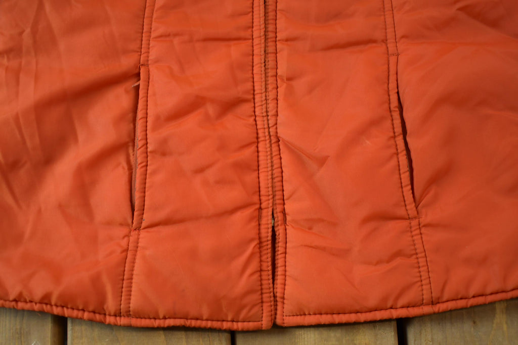 Vintage 1970s Orange Windbreaker Puffer Jacket