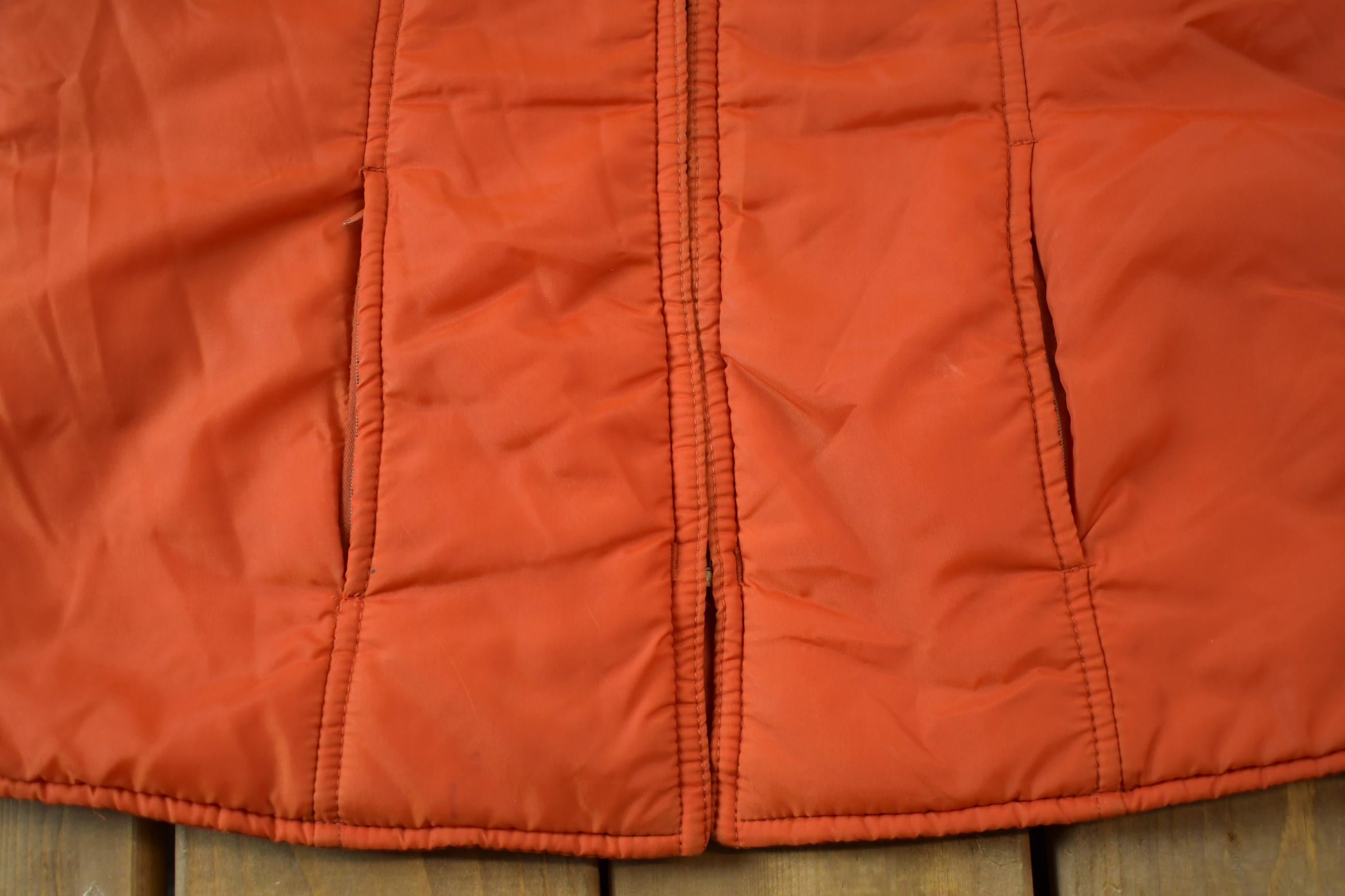 Vintage 1970s Orange Windbreaker Puffer Jacket