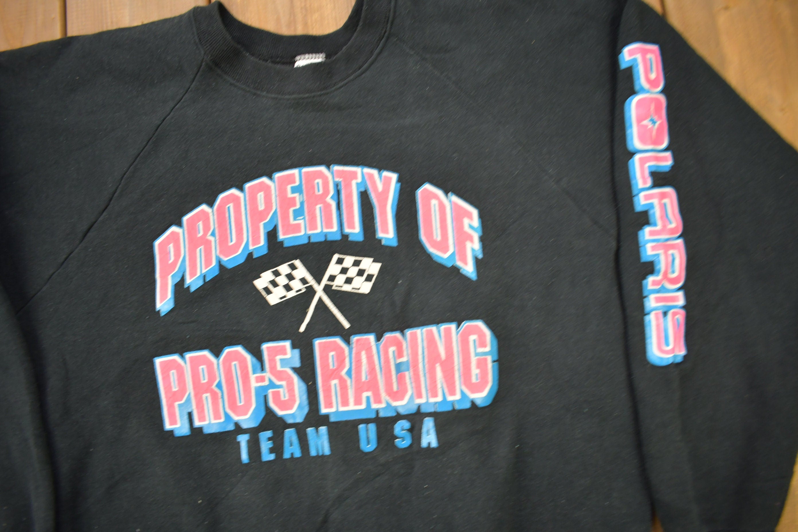 Vintage 1980s Property Of Pro-5 Racing Team USA Raglan Crewneck Sweatshirt