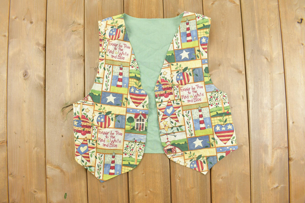 Vintage 1990s Patriotic American Teacher Vest