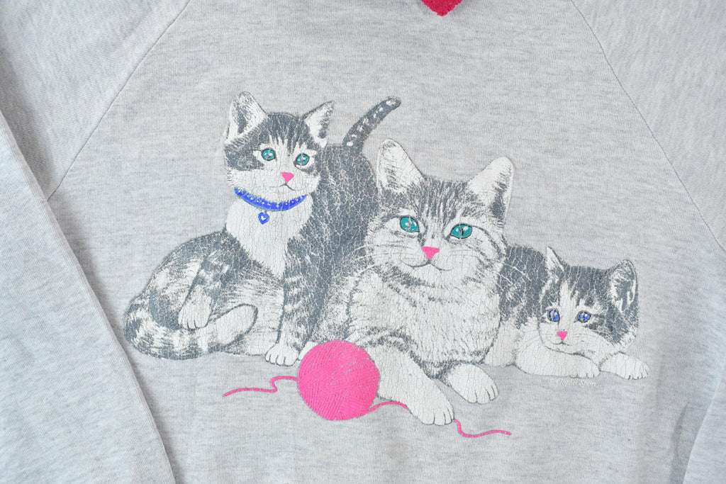 Vintage 1990s Kitten Collared Cute Cat Crewneck Sweater
