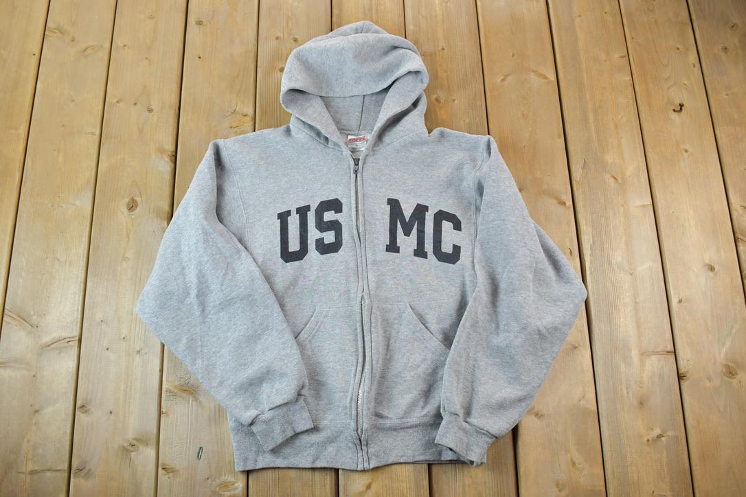 Vintage 1990s USMC University Collegiate Zip Up Hoodie