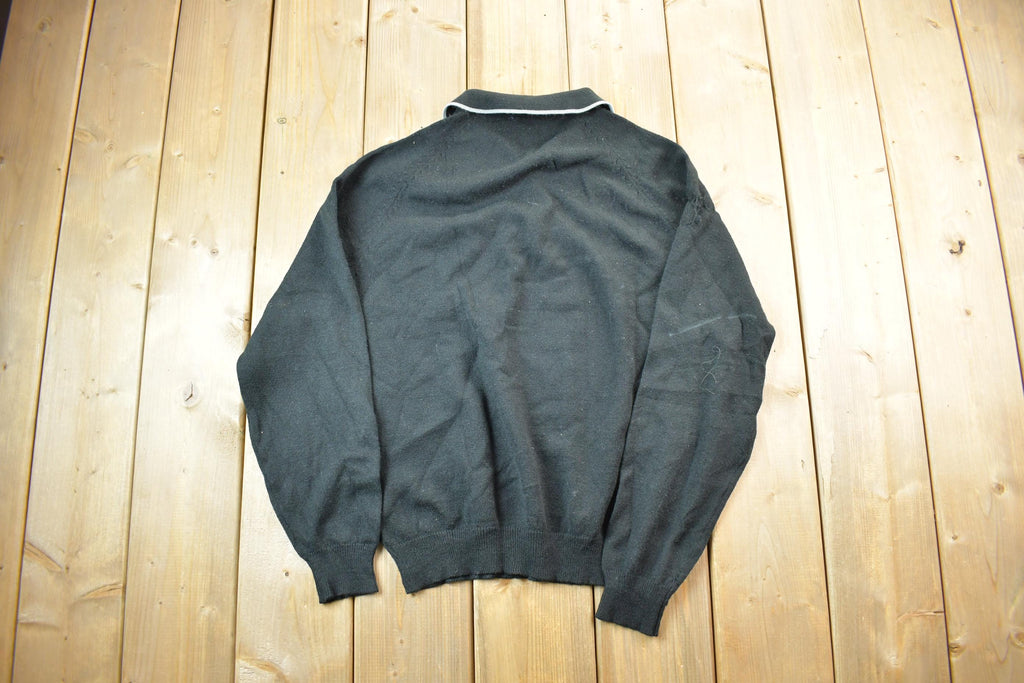 Vintage 1980s Black 3 Button Striped Pocket Collared Shirt