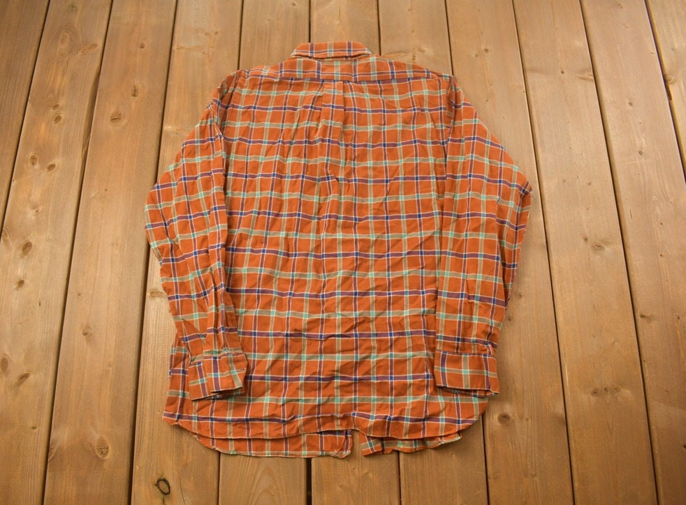 Vintage 1960s Arrow Cum Laude Plaid Flannel Button Up Shirt / 1990s Button Up / Vintage Flannel / Plaid Shirt / Button Down