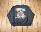Vintage 1990s Native American Woman Wolf Crewneck / 90s Crewneck / Souvenir Sweater / Travel And Vacation / Majestic Wolf Sweater
