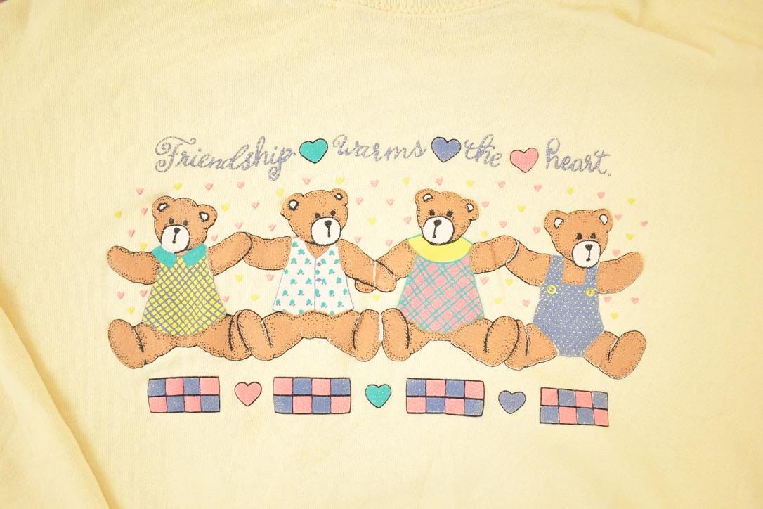 Vintage 1990s Gopher Sport Cute Teddys Friendship Collared Crewneck Sweatshirt Men's M
