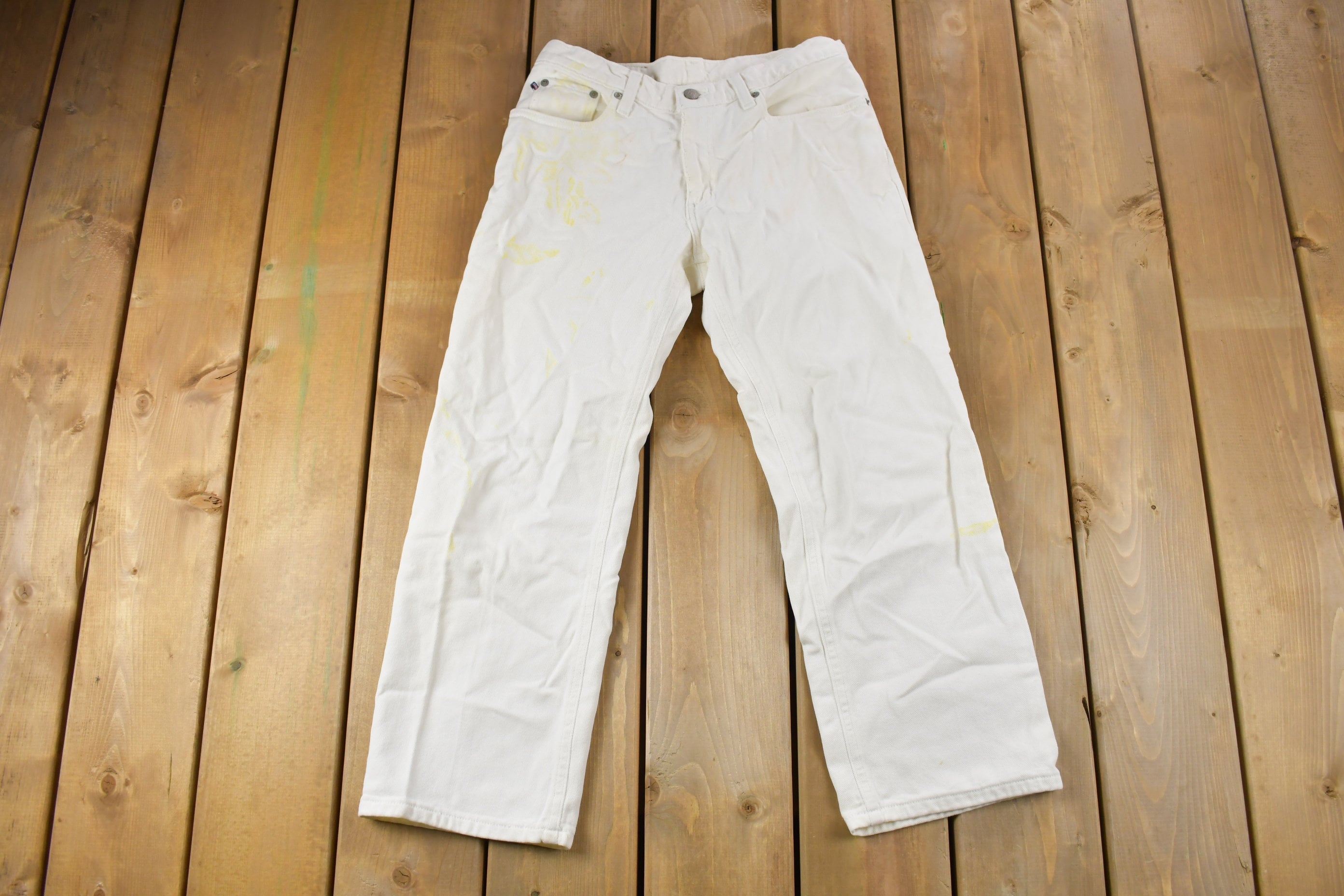 Vintage 1990s Ralph Lauren Polo Jeans White Denim Jeans Size 28 x 25