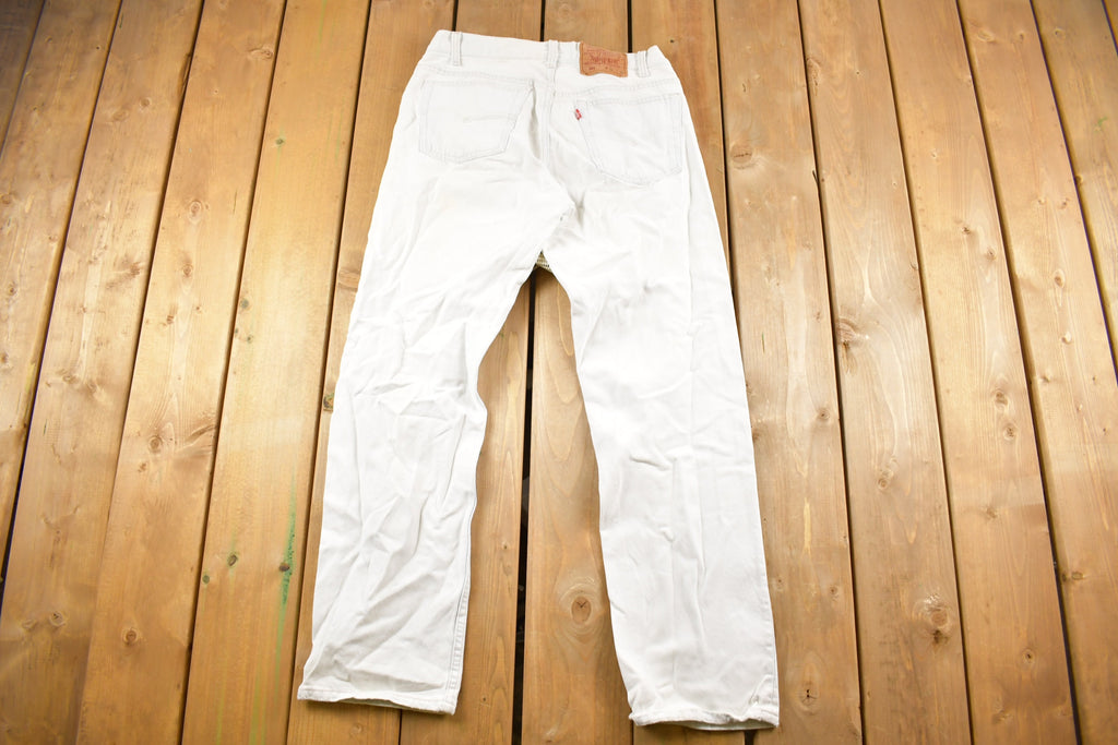 Vintage 1990s Levi's 501 Red Tab White Denim Jeans Size 31 x 28