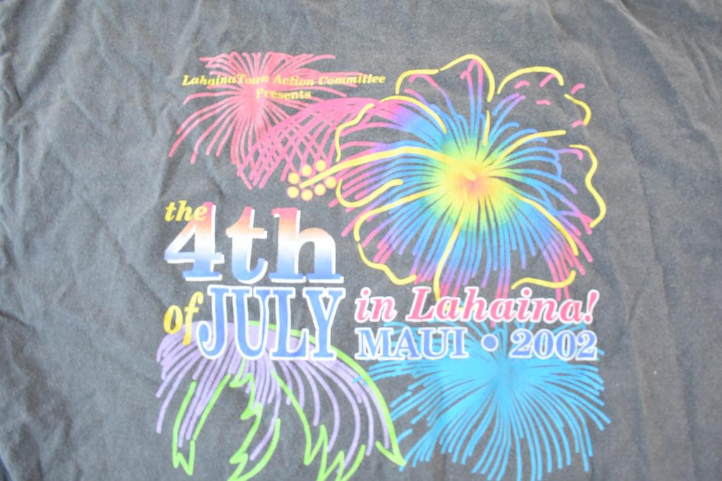 Vintage 2002 4th Of July Maui Sun Faded Souvenir T-Shirt Men's L