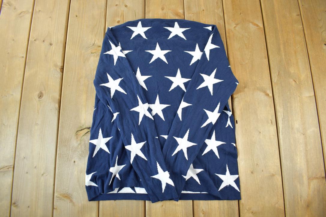 Vintage 1990s Appleseed's Petites Womens Star All Over Print Crewneck