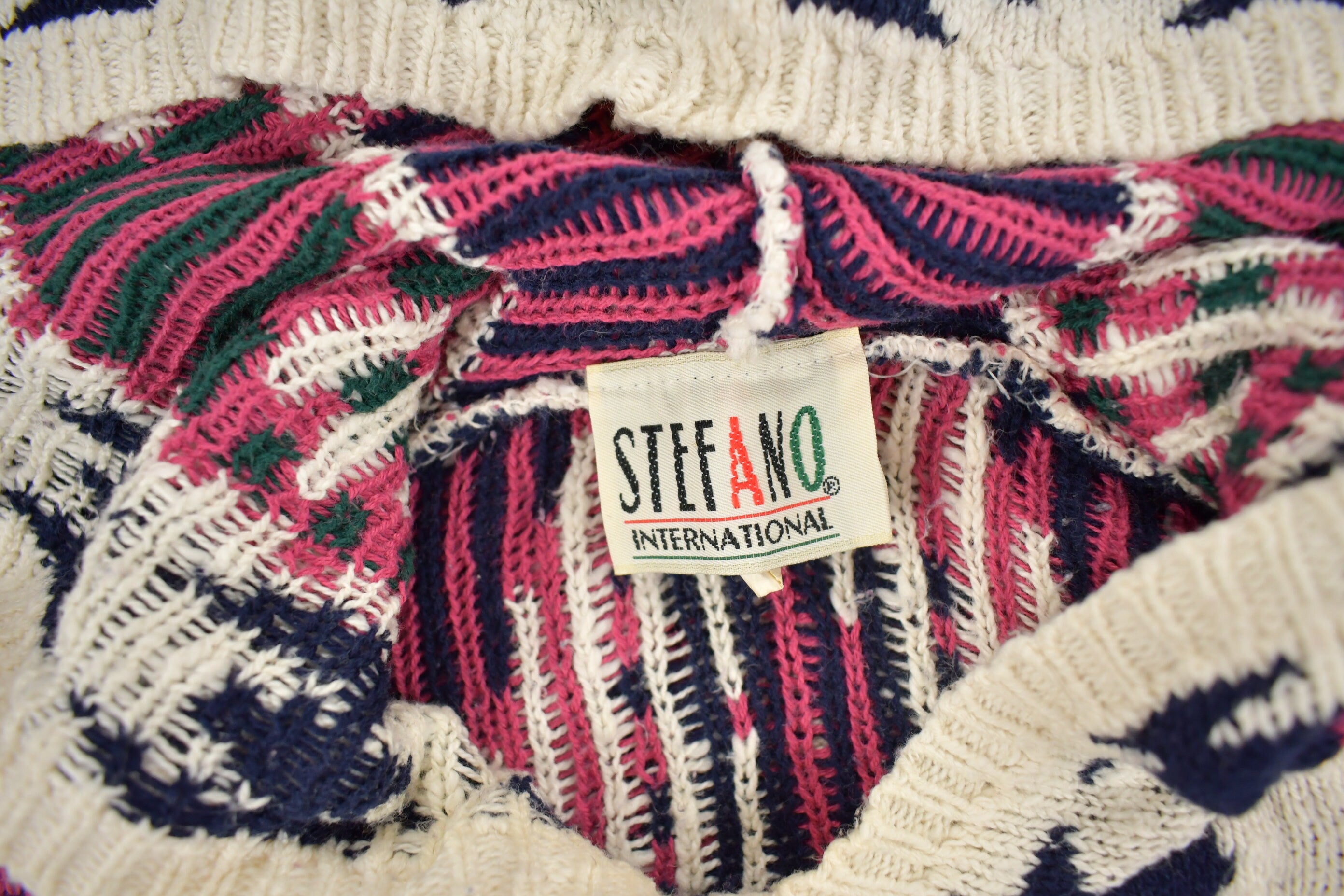 Vintage 1990s Stefano International Aztec Graphic Knit Hoodie