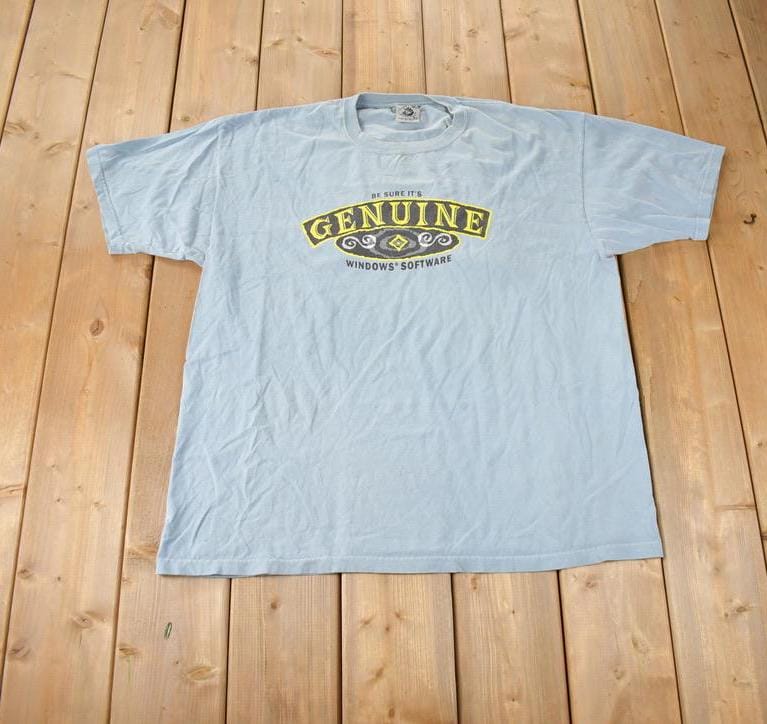 Vintage 1990s Genuine Windows Software Graphic T Shirt Made In USA