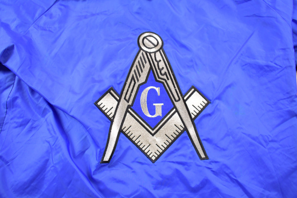 Vintage 1990s Auburn PHA Blue Snap Button Patchwork Windbreaker Jacket