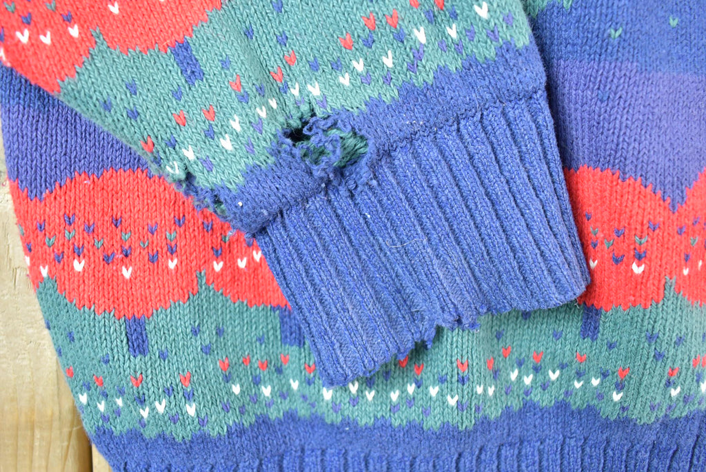 Vintage 1990s Farm House Theme Full Button Down Knit Crewneck Sweater