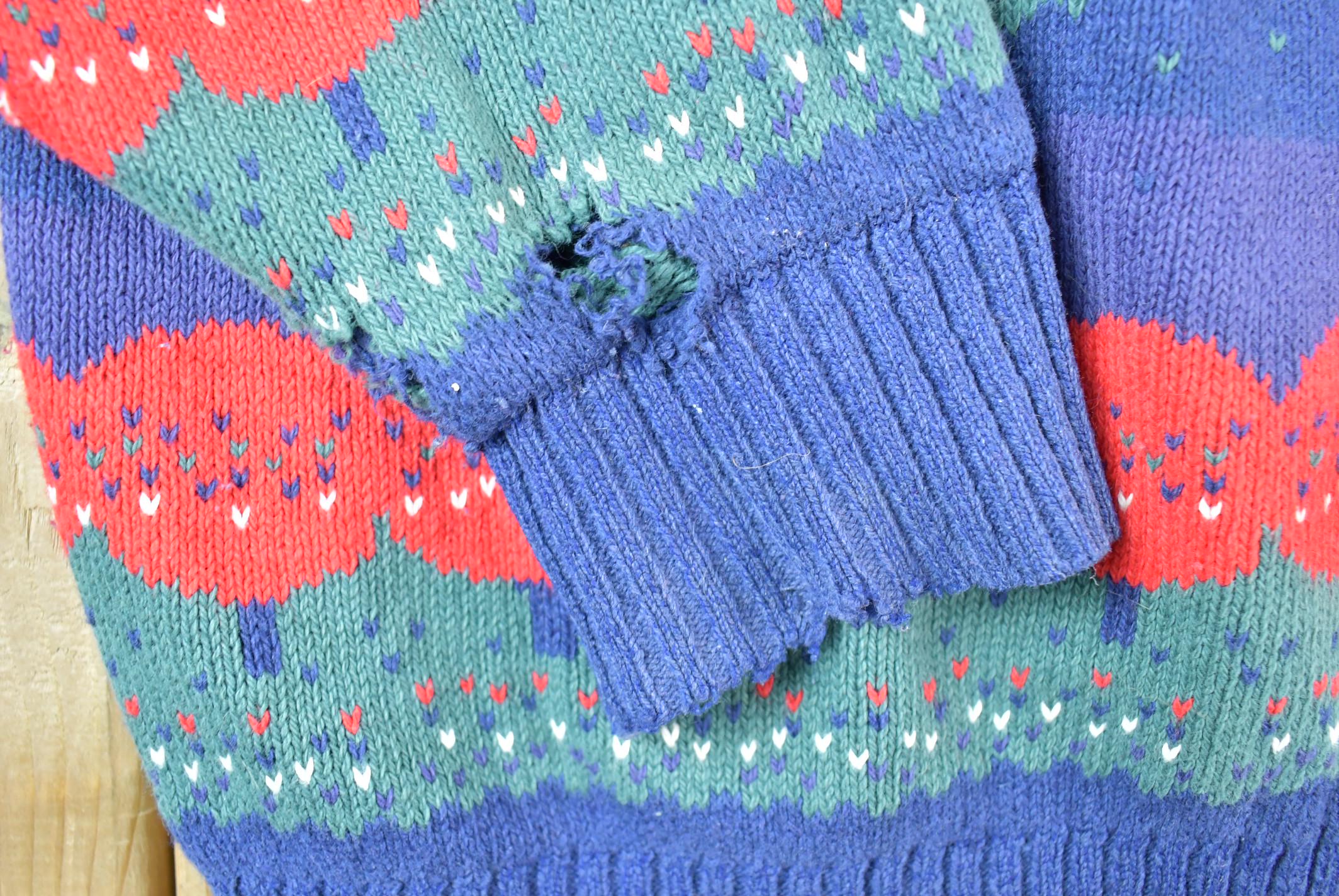 Vintage 1990s Farm House Theme Full Button Down Knit Crewneck Sweater