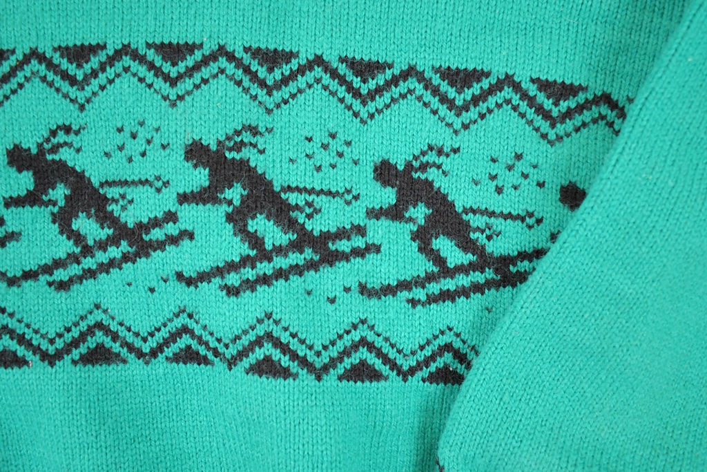 Vintage 1980s Kerris Kreations Ski Knit Turtleneck Sweater Women's L