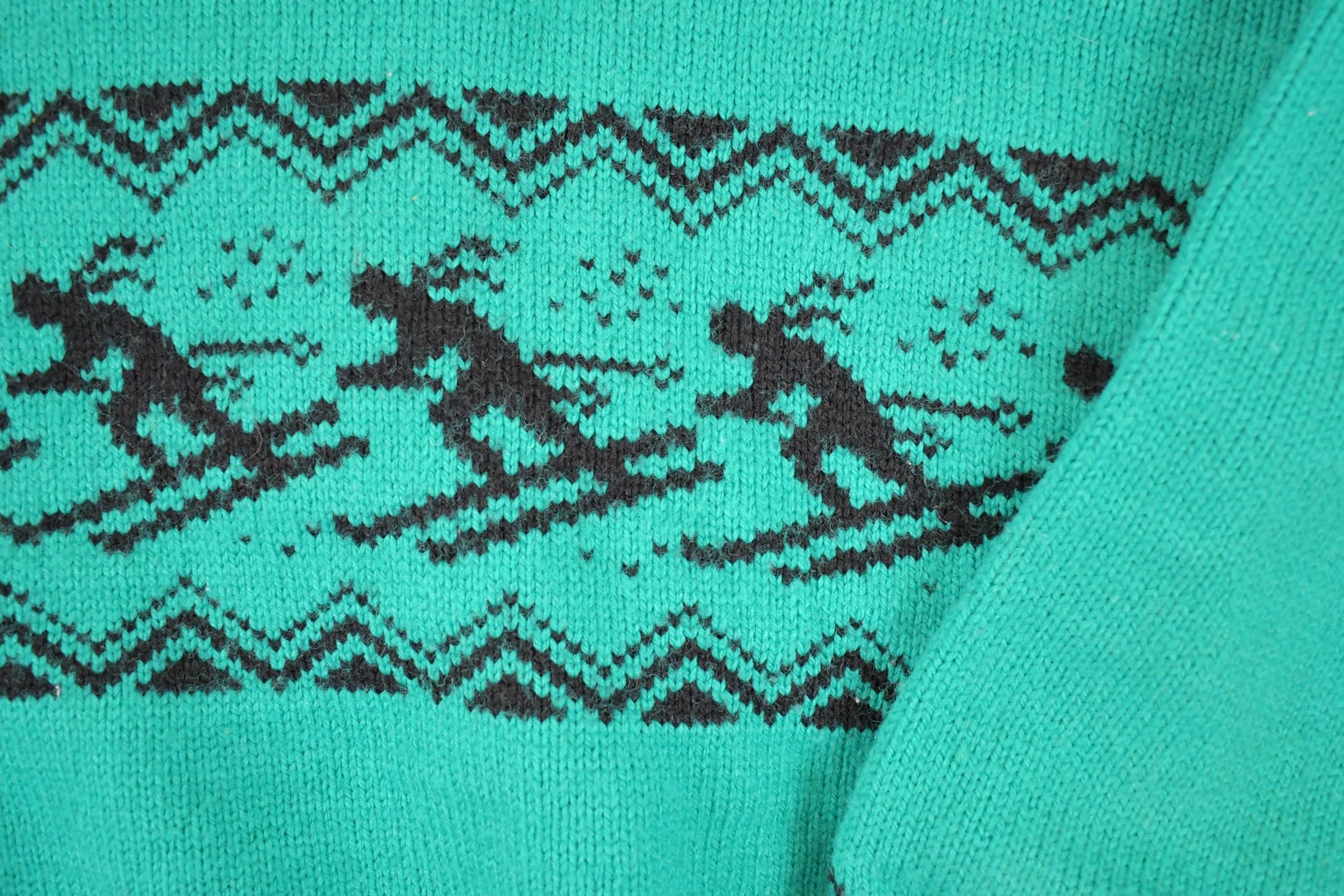 Vintage 1980s Kerris Kreations Ski Knit Turtleneck Sweater Women's L