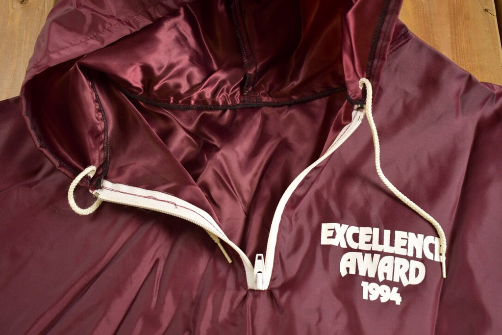 Vintage 1994 Excellence Award Burgundy Quarter Zip Windbreaker