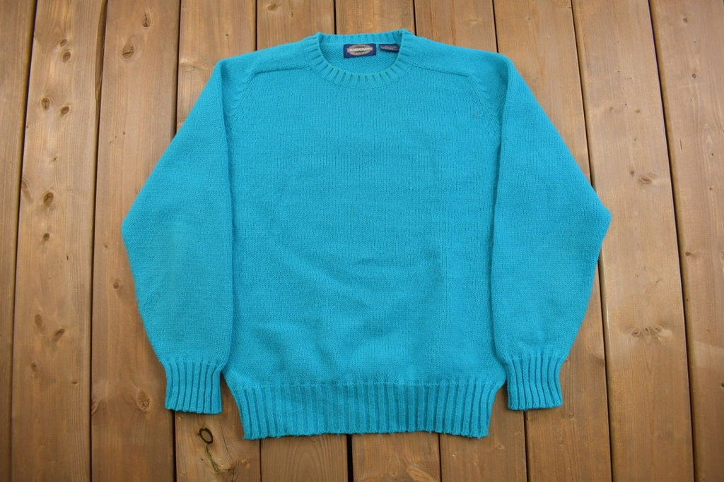 Vintage 1990s Town Craft Knitted Crewneck Sweater  90s  Blue  Sweatshirt