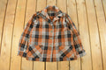 Vintage 1970s Flannel Wool Plaid Button Up Blazer Shirt Women's Large