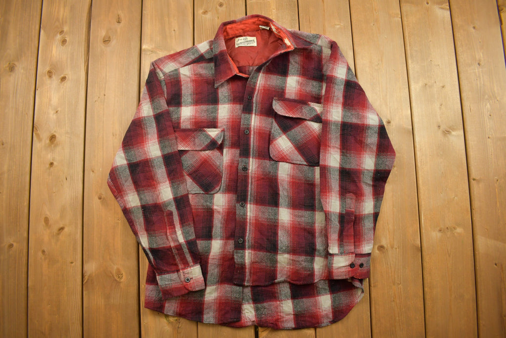 Vintage 1990s Sears Roebuck Plaid Flannel Button Up Shirt