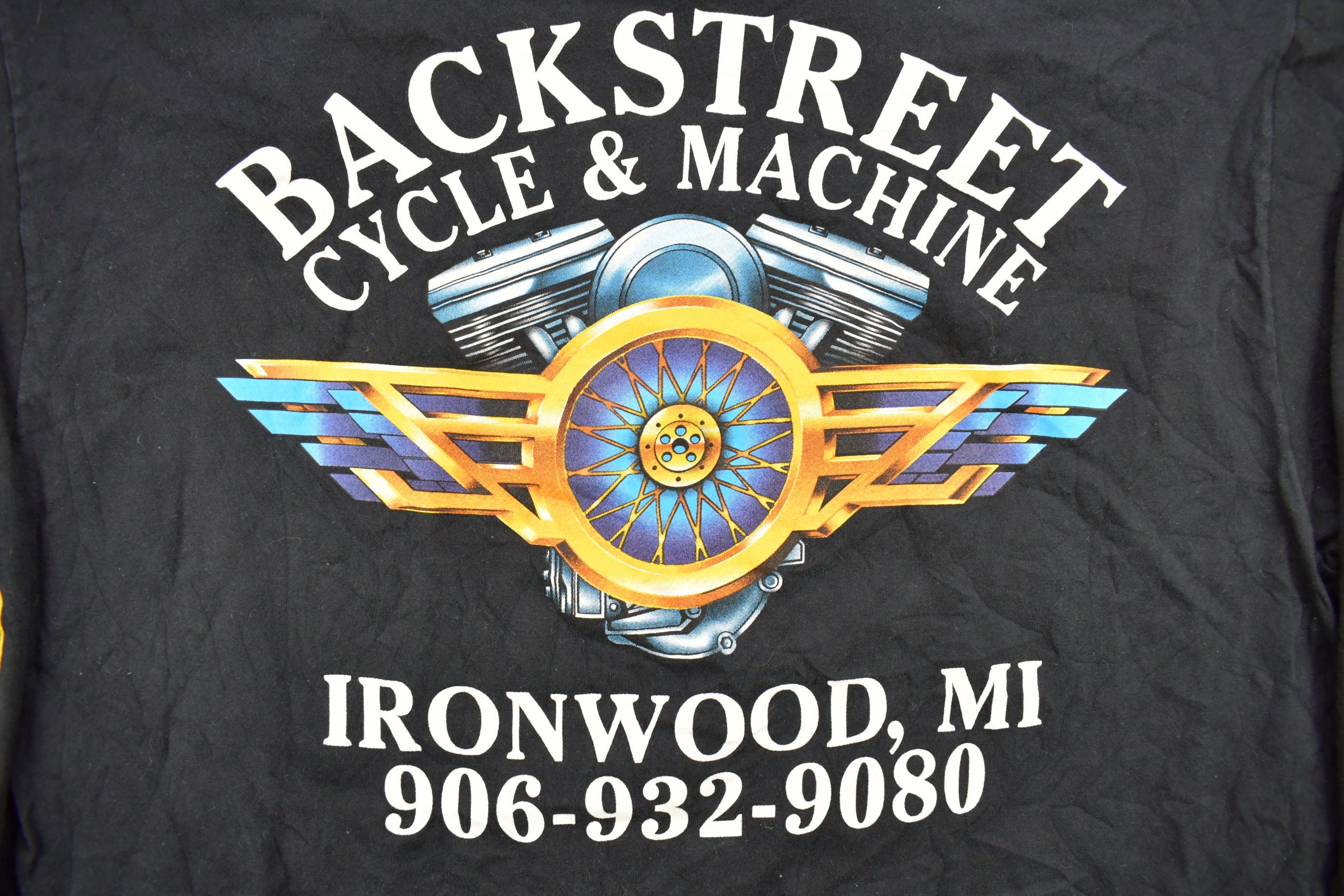 Vintage 2001 Backstreet Cycle & Machine Ironwood MI Graphic T Shirt