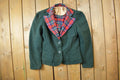 Vintage 1980s Double Button Plaid Wool Jacket