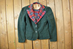Vintage 1980s Double Button Plaid Wool Jacket