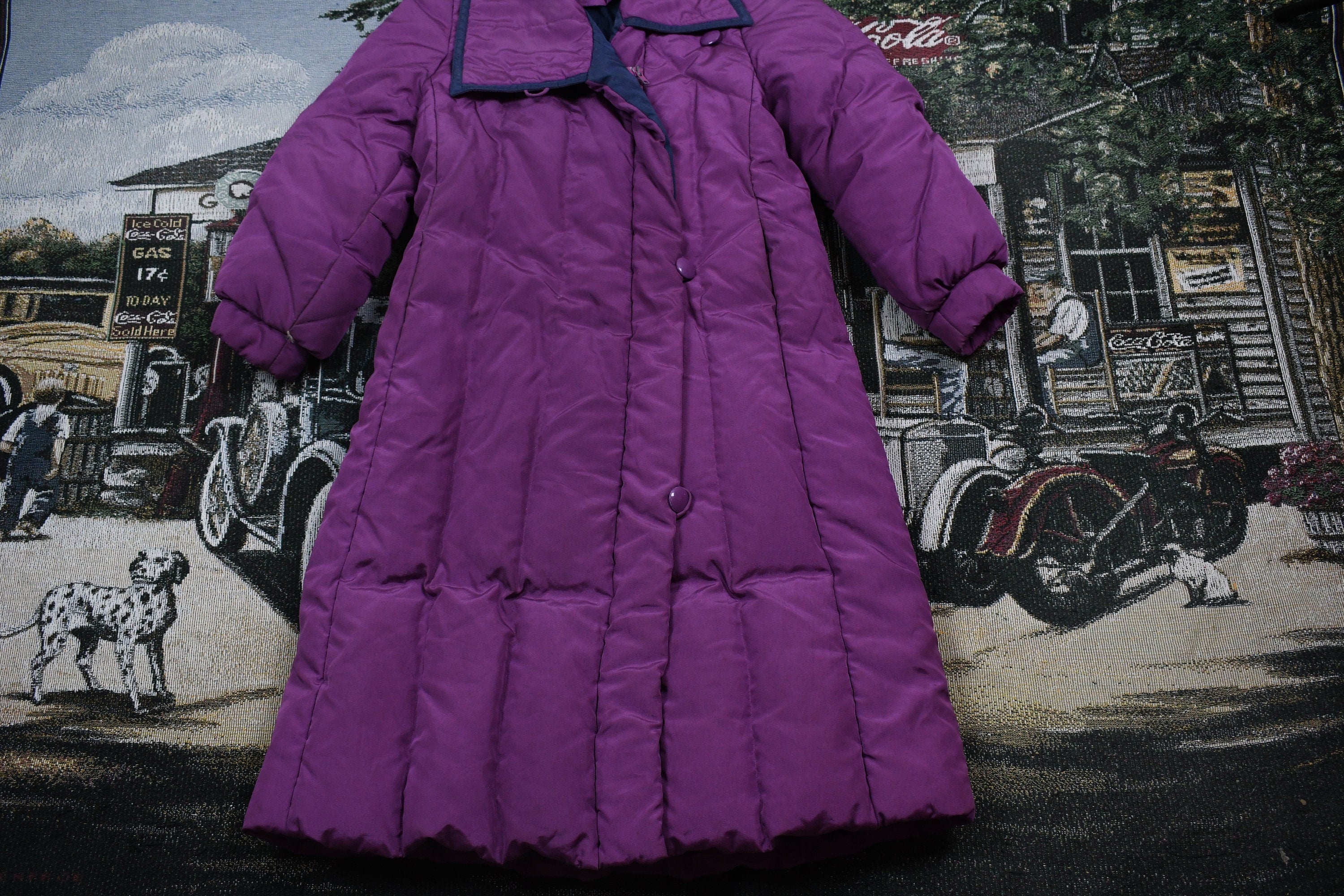 Vintage 1990s Purple Full Length Down Fill Puffer Jacket