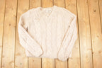 Vintage 1970s Daytons Hand Cable Knit V Neck Sweater Women's S