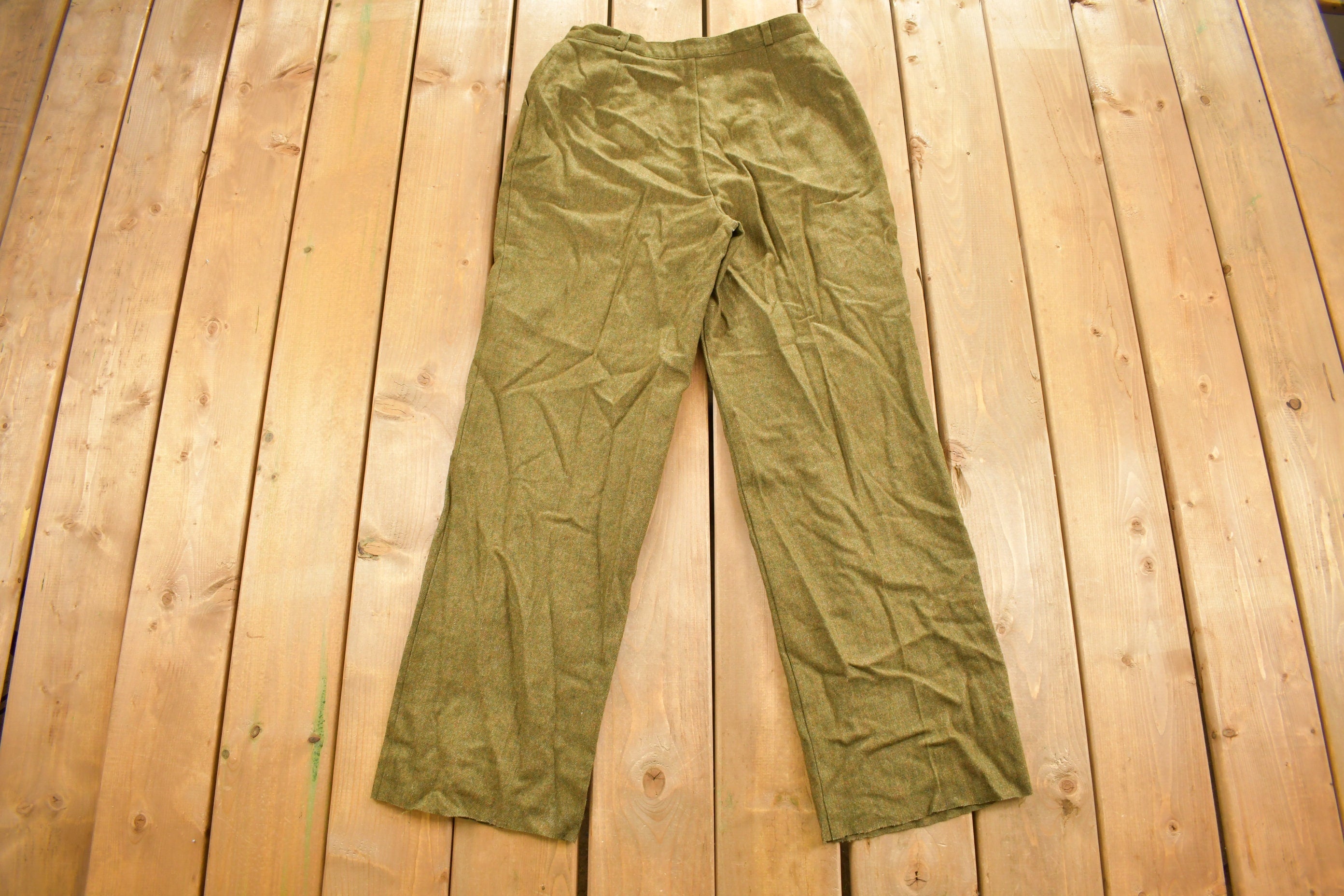 Vintage 1990s Pleated Hunters Run Wool Trousers Size 30 x 31.5