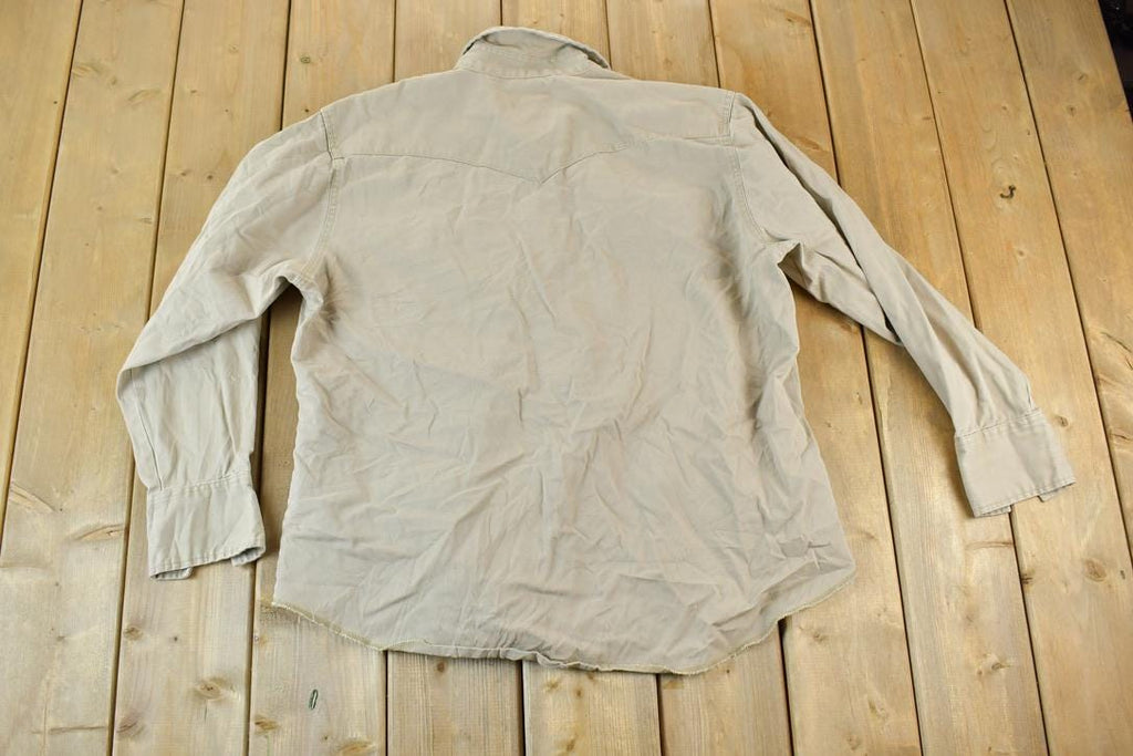 Vintage 1990s Wrangler Tan Button Up Western Shirt