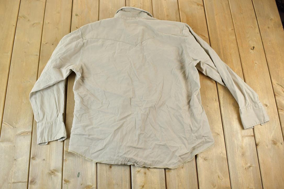 Vintage 1990s Wrangler Tan Button Up Western Shirt