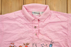 Vintage 1987 Pink "Cest La Vie!" Woman's Graphic Collared Shirt