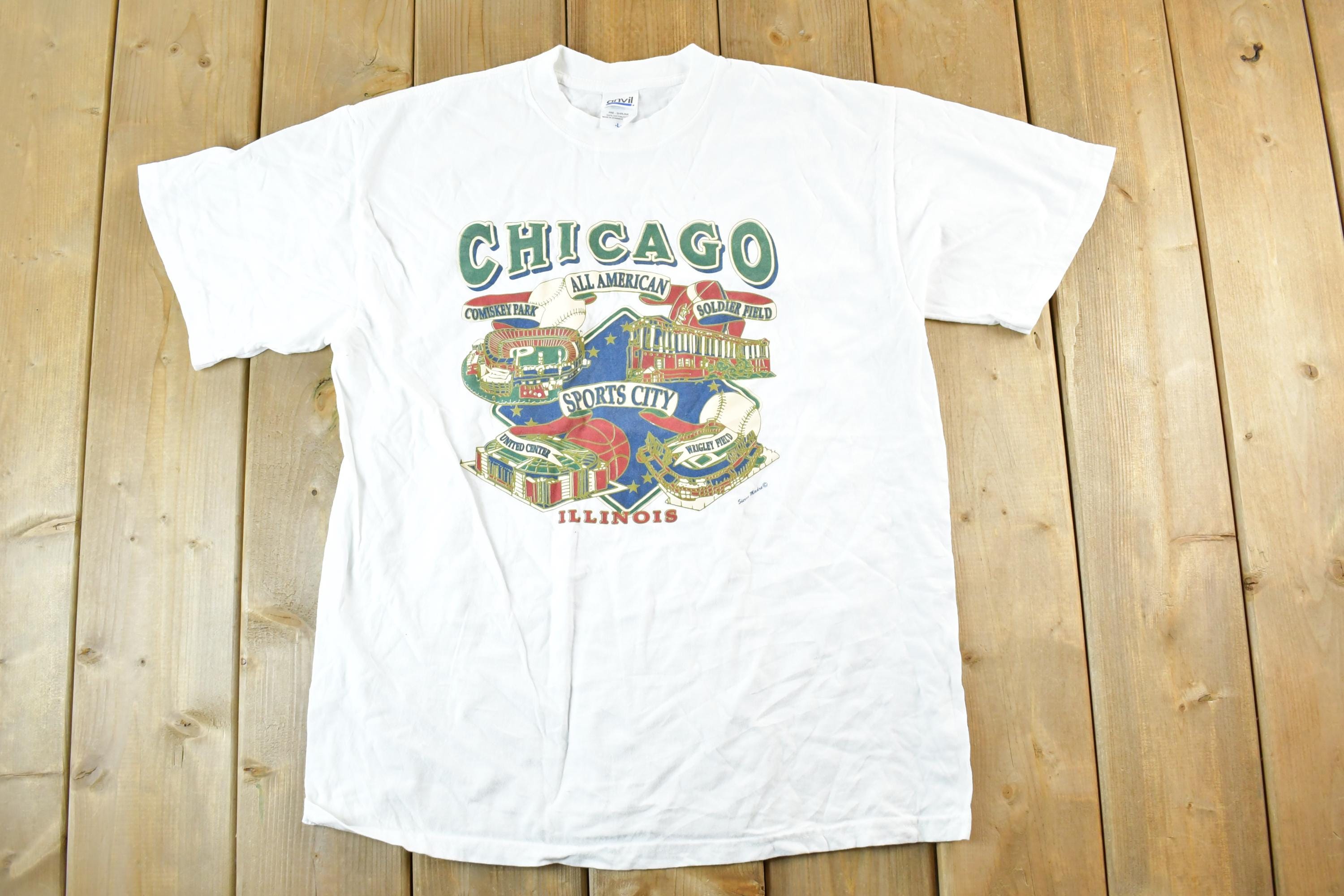 Vintage 1990s Chicago All American Sports City Souvenir T-Shirt Mens L