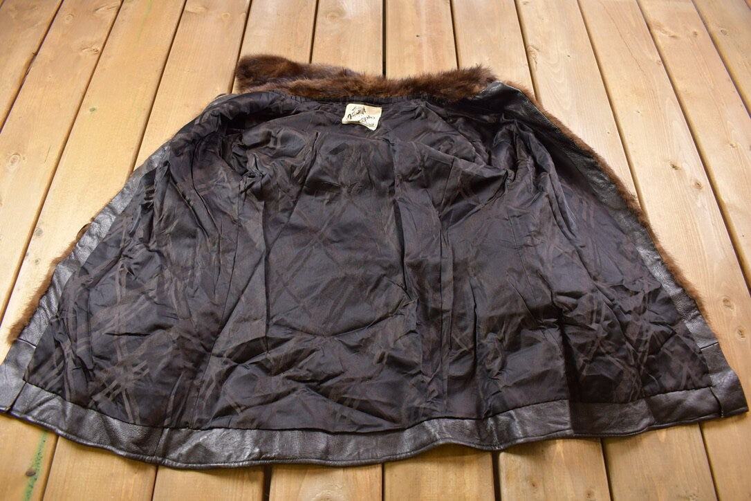 Vintage 1980's Joseph's Fur Salon Leather Paneled Chestnut Mink Fur Coat