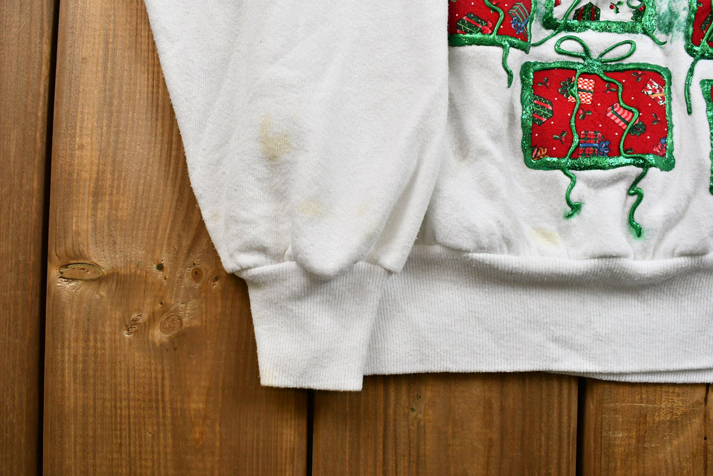 Vintage Christmas Sweater , 90s Holiday Crewneck , Made in USA , Winter Wear , Festive Christmas Tree Print