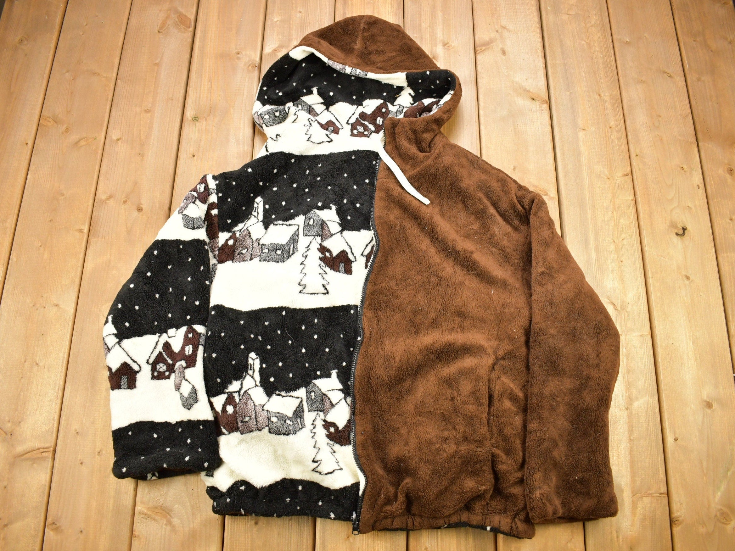 Vintage 1990s Storm Front Reversible All Over Print Fleece Sweater