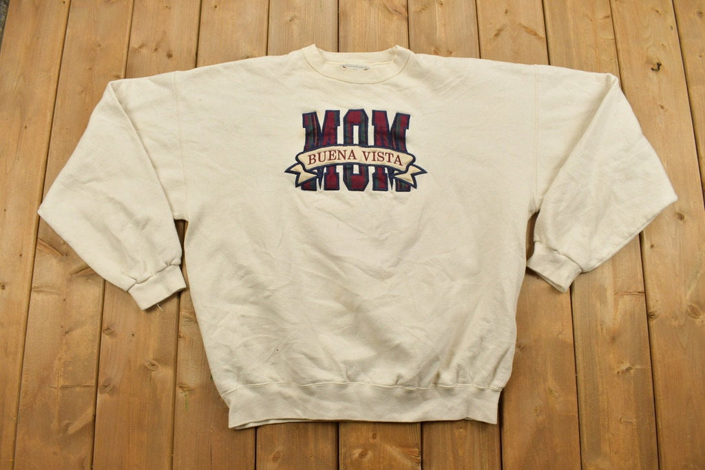 Vintage 1990s Buena Vista College Mum Embroidered Crewneck Sweatshirt