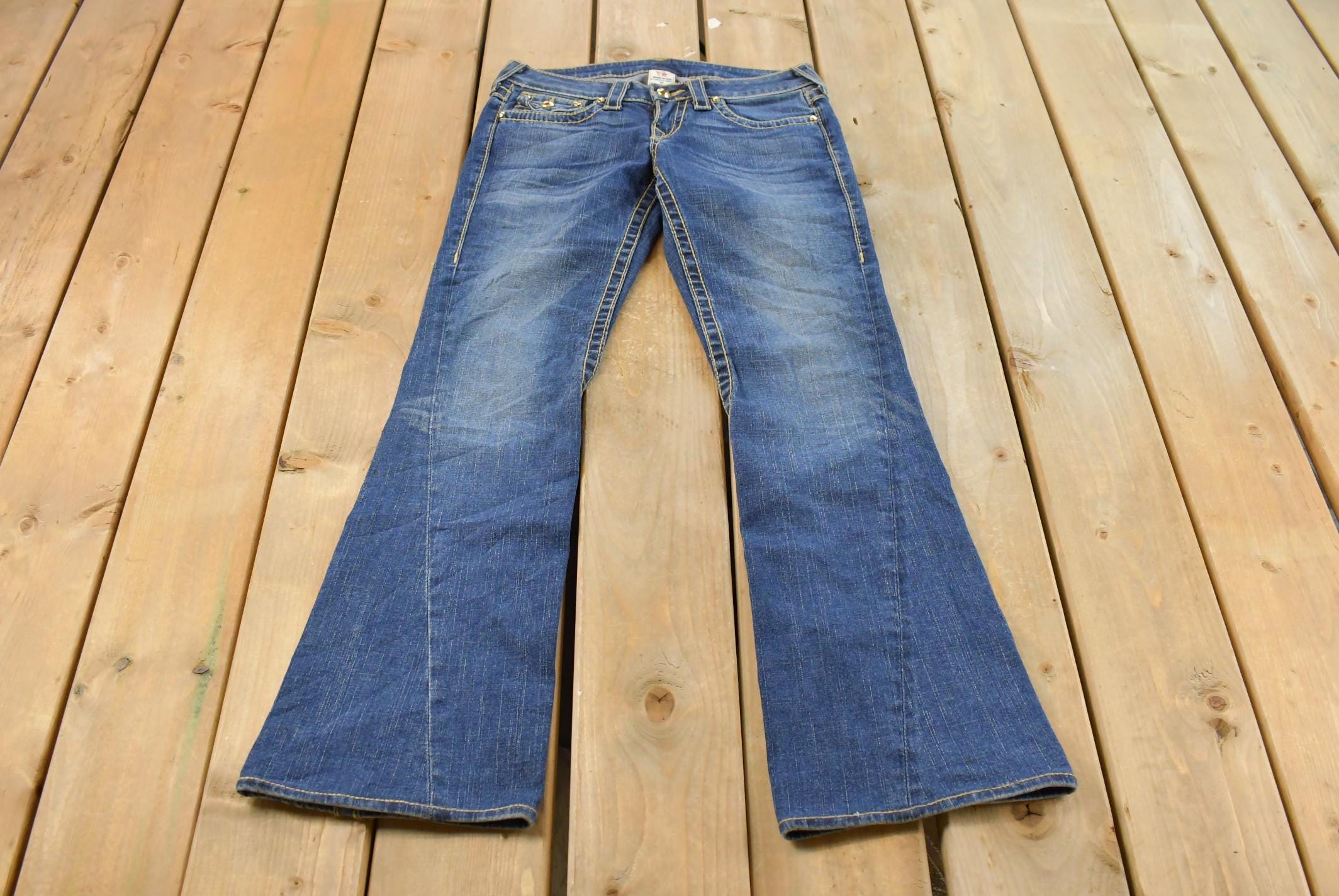 Vintage Y2K True Religion Low Rise Flare Jeans Women's 29 x 31 / Bell Bottom / Y2K Style / Embroidered Jeans / 2000s / Contrast Stitching