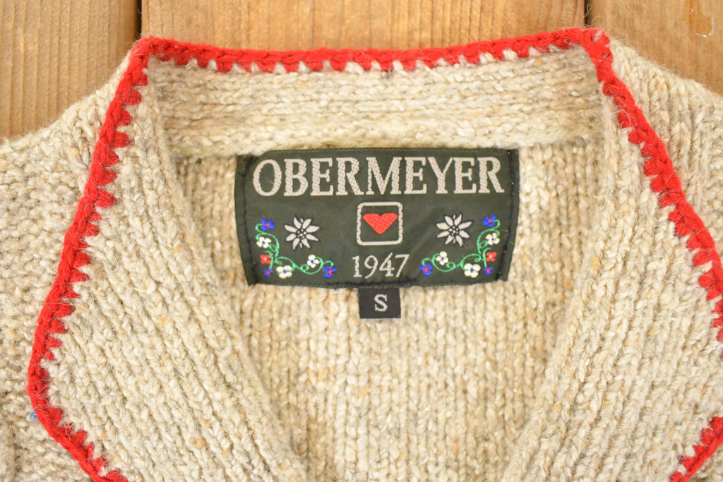 Vintage 1990s Obermeyer Chunky Cable Knit Cardigan Sweater Women's S
