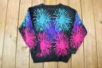 Vintage 1990s Enchante Fireworks Neon Sparkle Knit Crewneck Sweater  90s Crewneck  Made In USA  Preppy Knit