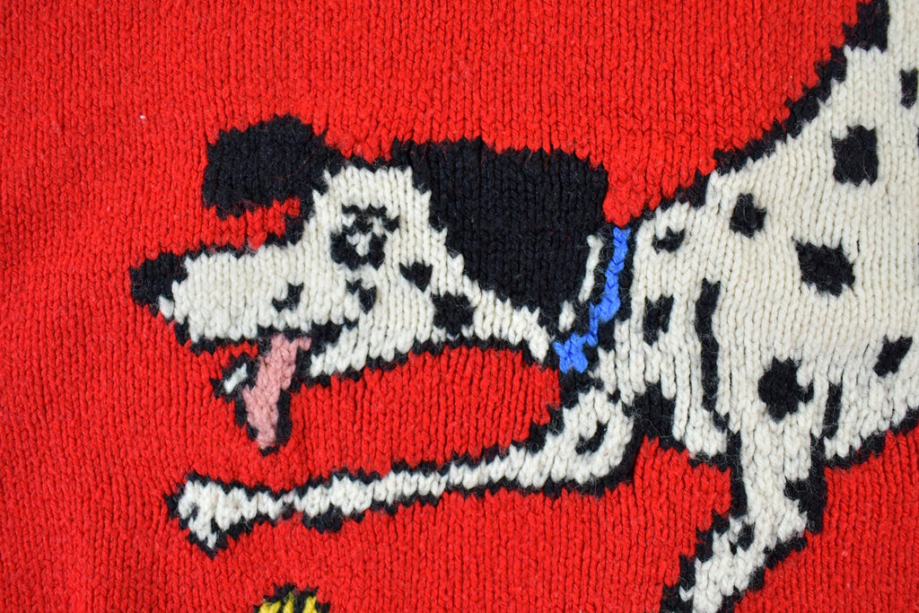 Vintage 1980s Knit Dalmatian Cartoon Crewneck Sweater