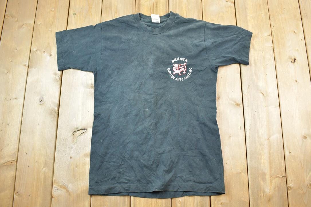 Vintage 1990s Dragon Martial Arts Centre Embroidered T-Shirt  Vintage T Shirt  Streetwear  Graphic Tee  Single Stitch  Made In USA
