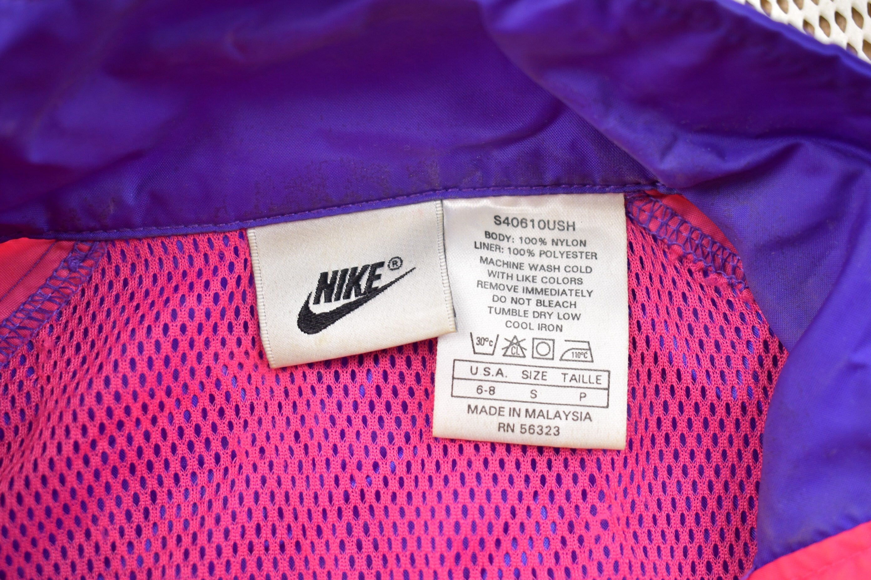 Vintage 1990s Women’s Nike Mini Swoosh Color Block Windbreaker Jacket