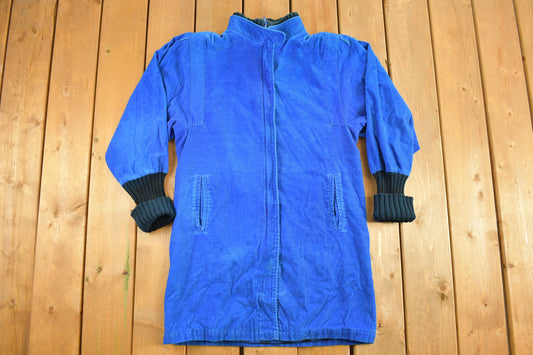 Vintage 1980s Blue Corduroy Zip Up Jacket / Outerwear / Winter Outerwear / Streetwear Fashion / Vintage Coat