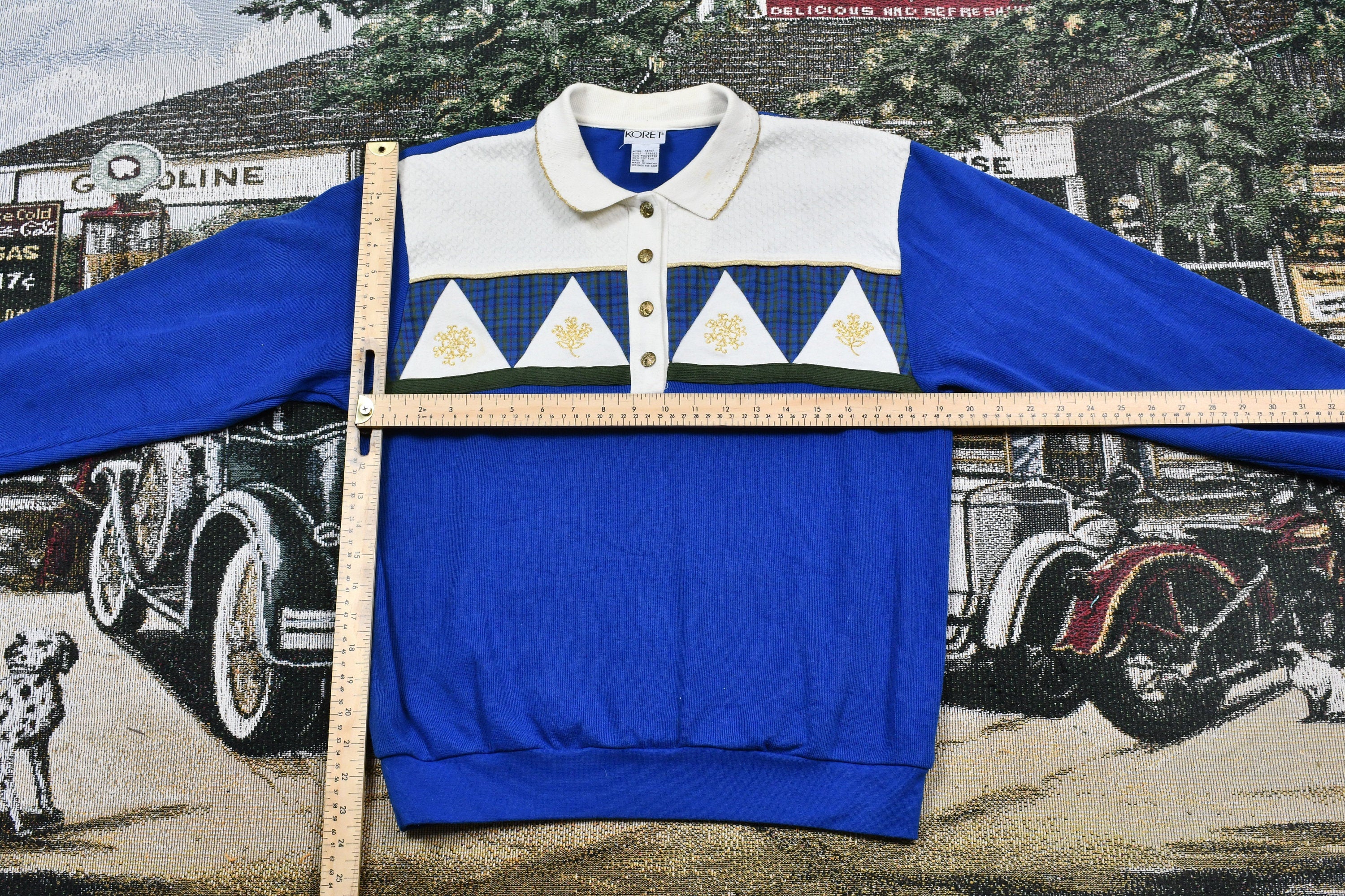 Vintage 1990s Koret Color Block Quarter Button Sweater